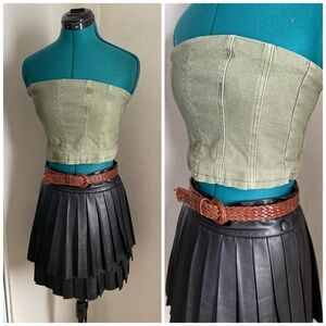 NWT Meshki Denim Olive Green Crop Top M